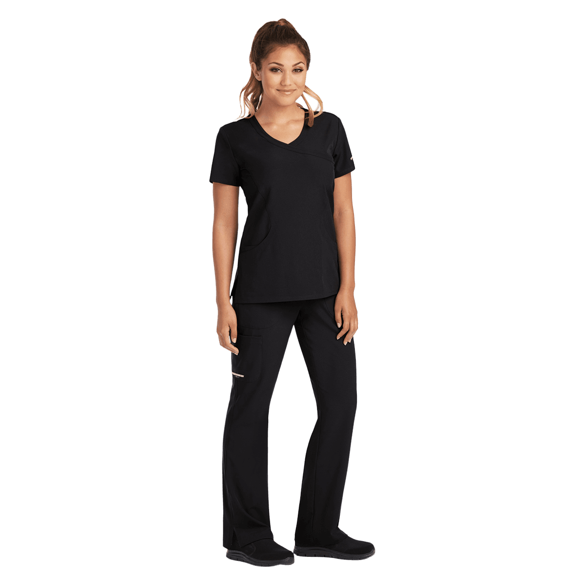 Skechers Women's Scrub Top, Black, X-Small, Modern Fit, 3 Pockets, SK102 - Skechers Black Top XS - Image 1
