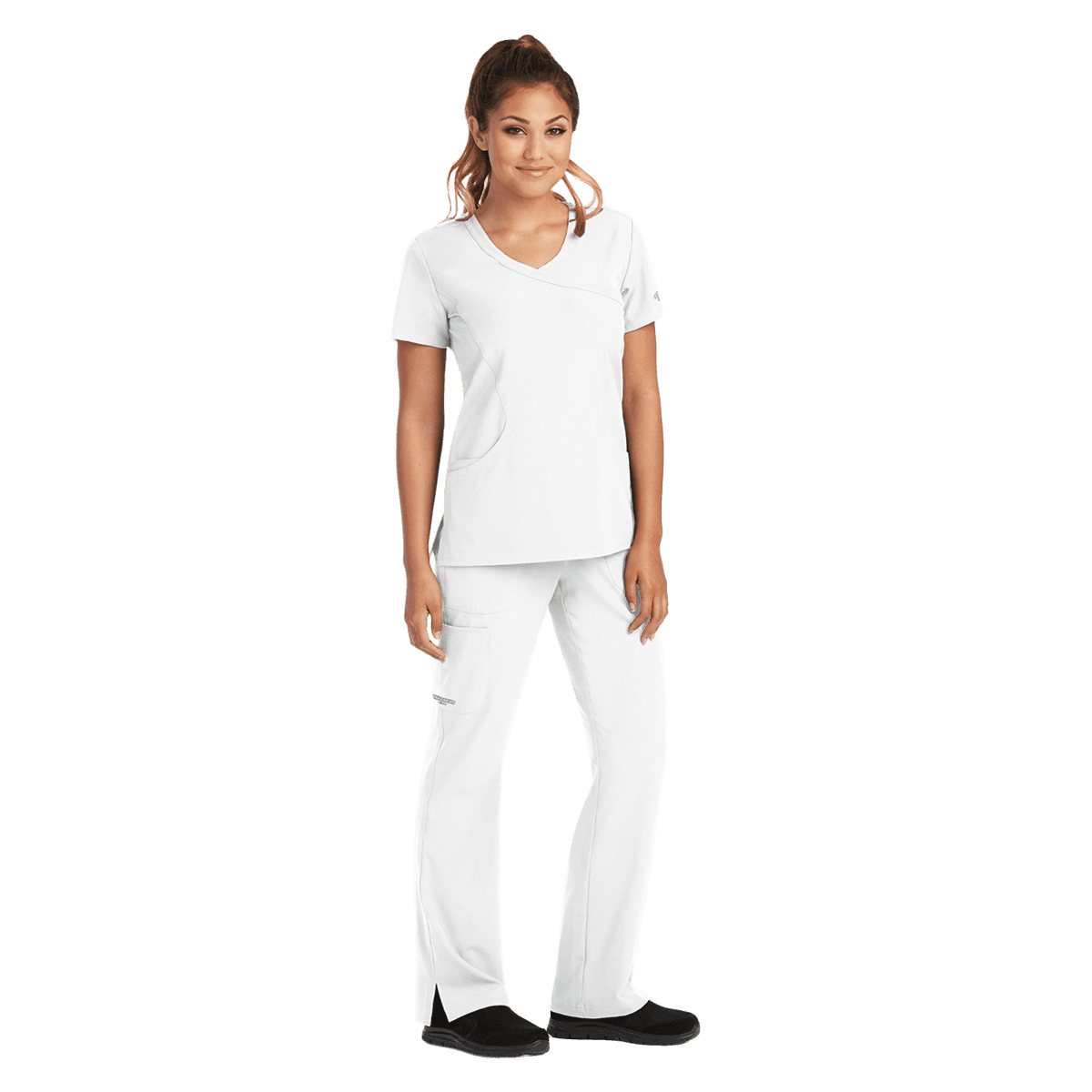 Skechers SK102 Women's Modern Fit Scrub Top, White, Large, 25.5 in Length, 3 Pockets, Reusable - Skechers White Top L - Image 1