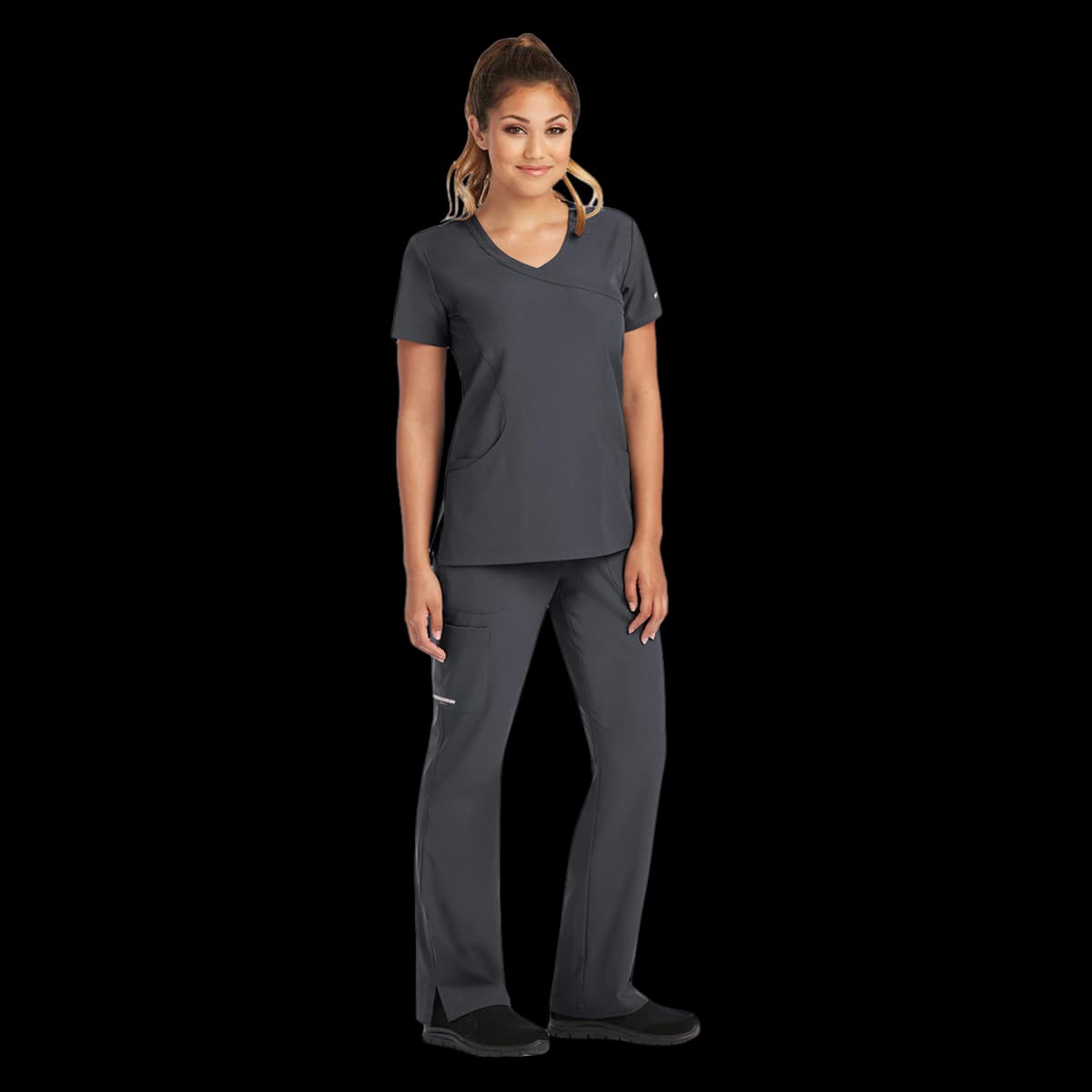 Skechers SK102 Women's Modern Fit Scrub Top, Pewter, X-Large, 25.5 in, 3 Pockets - Skechers Pewter Top XL - Image 1