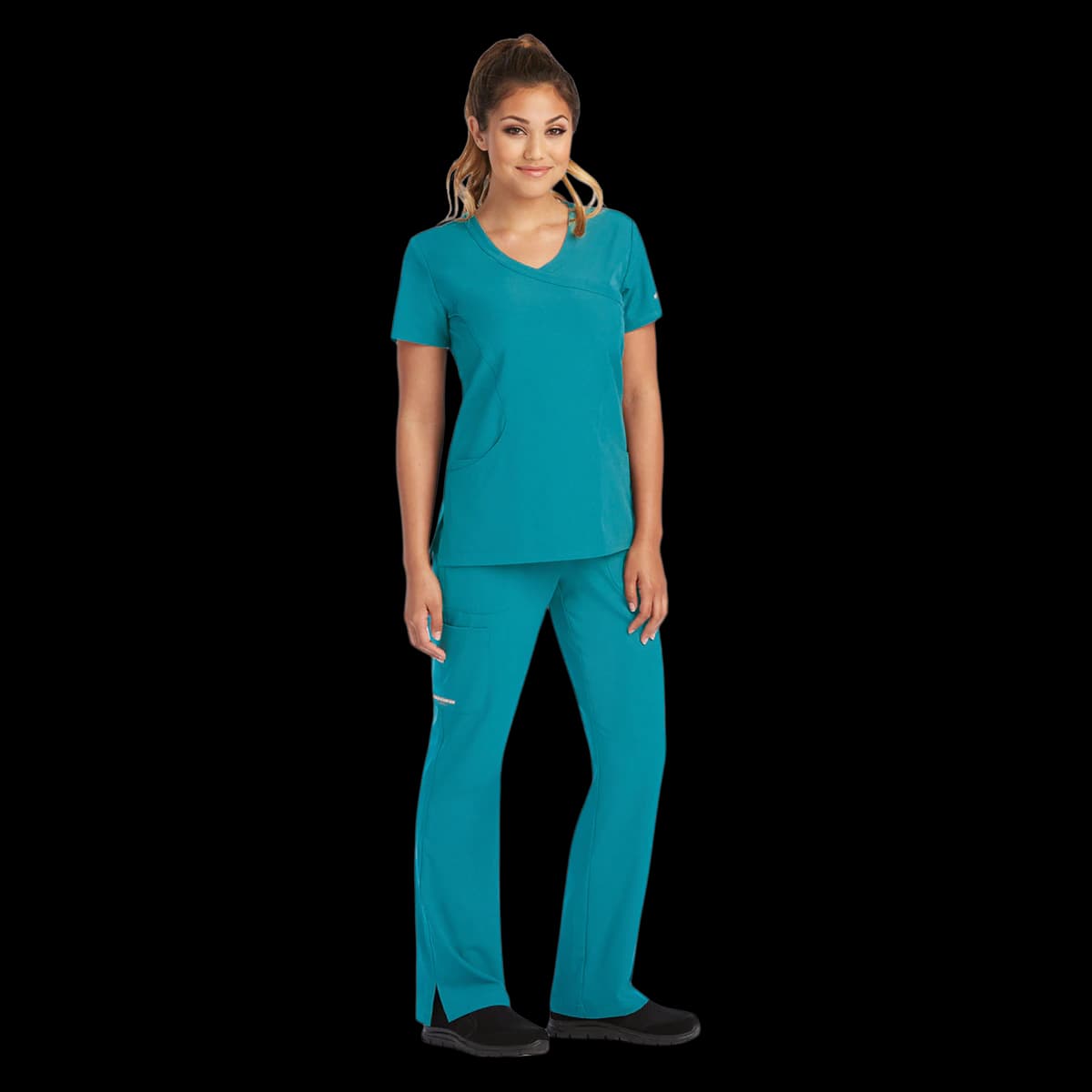 Skechers SK102 Women's Modern Fit Scrub Top, Teal, X-Small, 25.5 in, 3 Pockets - Skechers Teal Top XS - Image 1