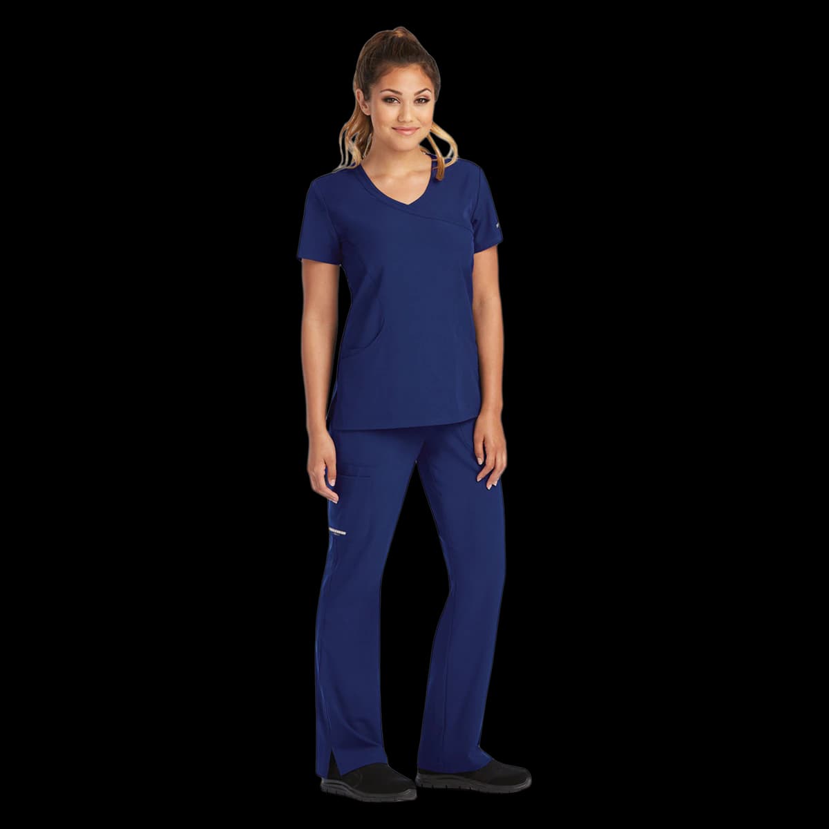 Skechers SK102 Women's Modern Fit Scrub Top, Navy, Large, 25.5 in, 3 Pockets, Reusable - Skechers Navy Top L - Image 1