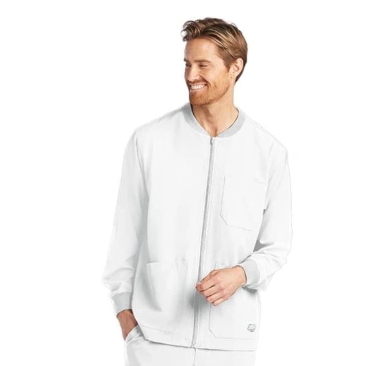 Skechers Warm-Up Jacket, Men's, White, 4X-Large, 94% Polyester/6% Spandex, Zip Front, 3 Pockets - Skechers Warm Up White - Image 1
