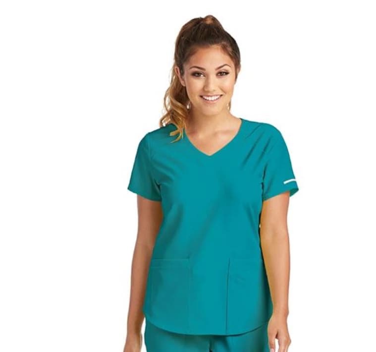 Skechers SK101 Modern Fit V-Neck Scrub Top, Women's, Teal, 2X Small, 3 Pockets - Skechers Top XXS - Image 1