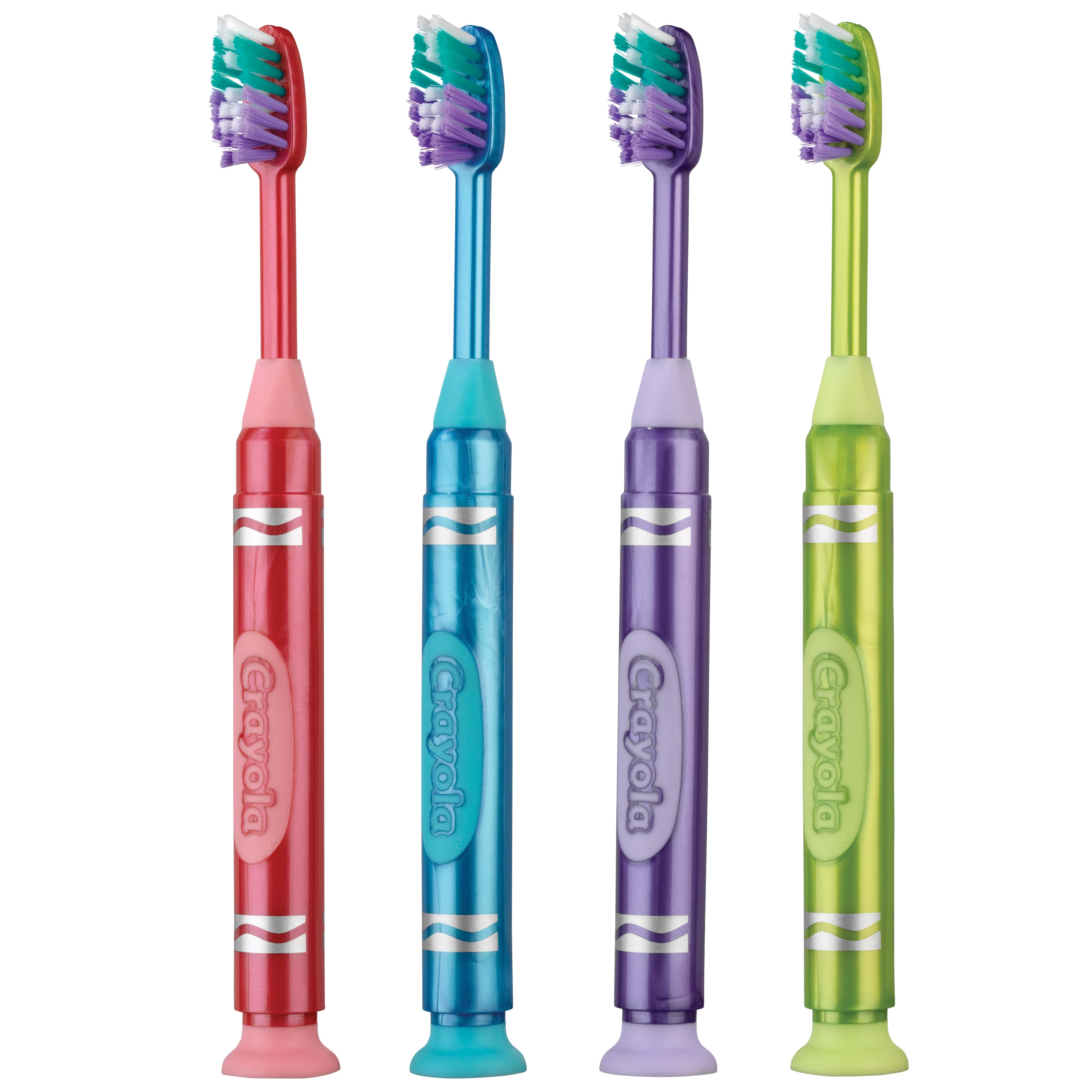 GUM Crayola Marker Suction Cup Toothbrush, Soft, Assorted Classic Colors, Ages 3+, 12/Box, 227AA - Gum Crayola Suction Cup Toothbrush Ages 3+ 12Bx - Image 1
