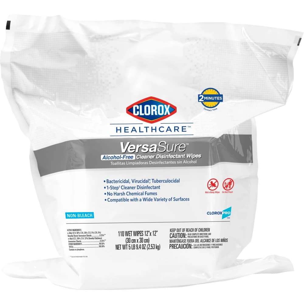 Clorox VersaSure Healthcare Surface Cleaner & Disinfectant Wipes, 12 in x 12 in, 110/Refill - VersaSure CleanerDisinf Wipe - Image 1