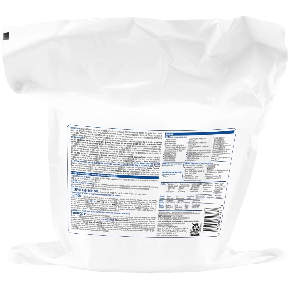 Clorox VersaSure Healthcare Surface Cleaner & Disinfectant Wipes, 12 in x 12 in, 110/Refill thumbnail 3