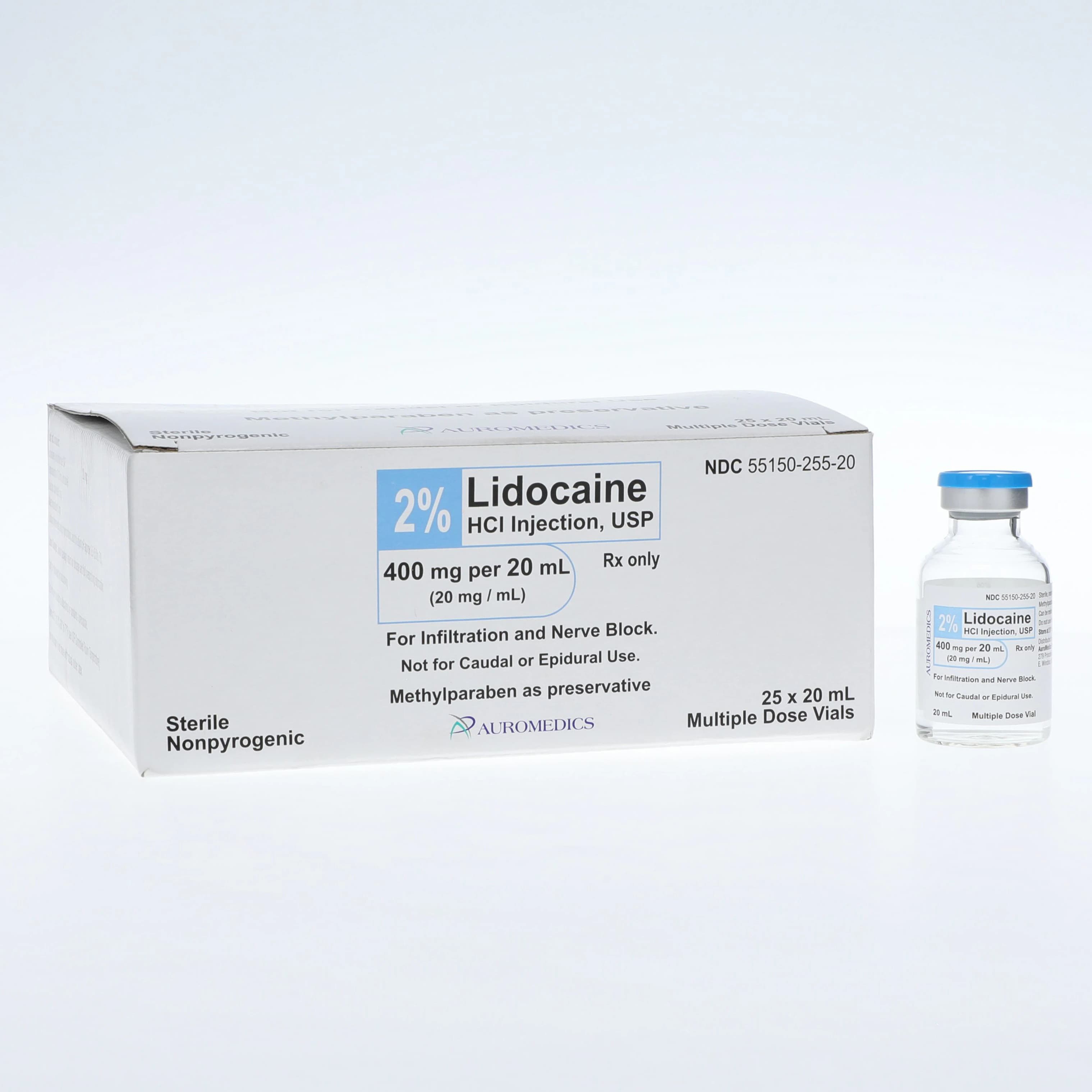 Lidocaine HCl Injection 2% MDV 20mL, 25/Package - Lidocaine HCl Inj MDV 20mL - Image 1