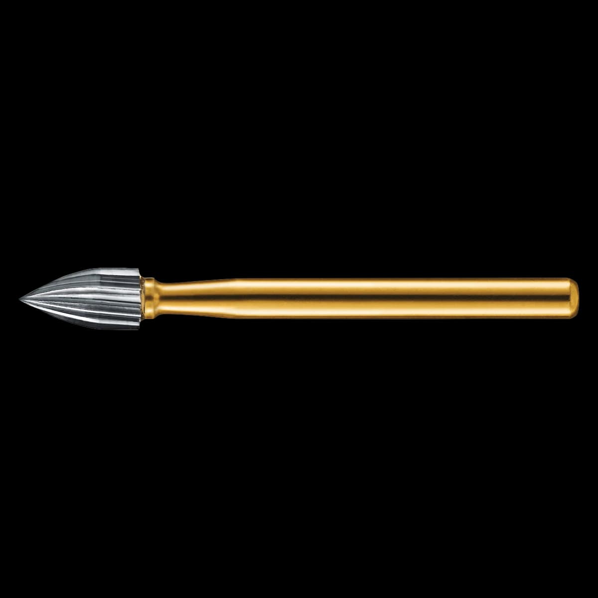 KaVo Kerr Trimming & Finishing Carbide Bur FG 7108, Flame, 12 Flute, Friction Grip, 2.3 mm Diameter, 4.2 mm Length, 10/Pk - Kerr Trimming & Finishing Carbide Burs FG 7108 10/Pk - Image 1