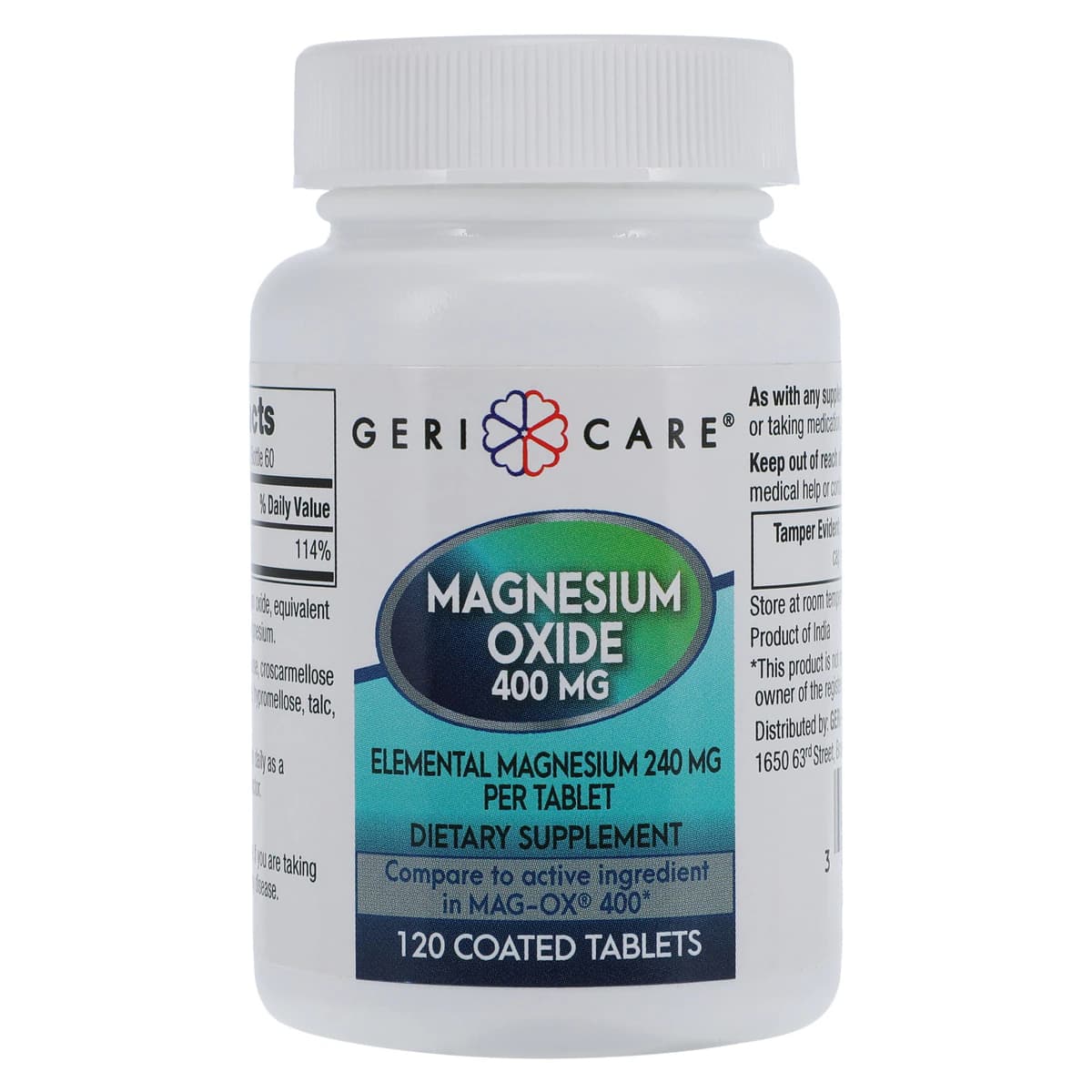 Geri-Care Pharmaceuticals Magnesium Oxide Tablets, 400 mg, 120 Count Bottle - Magnesium Oxide Tablets - Image 1