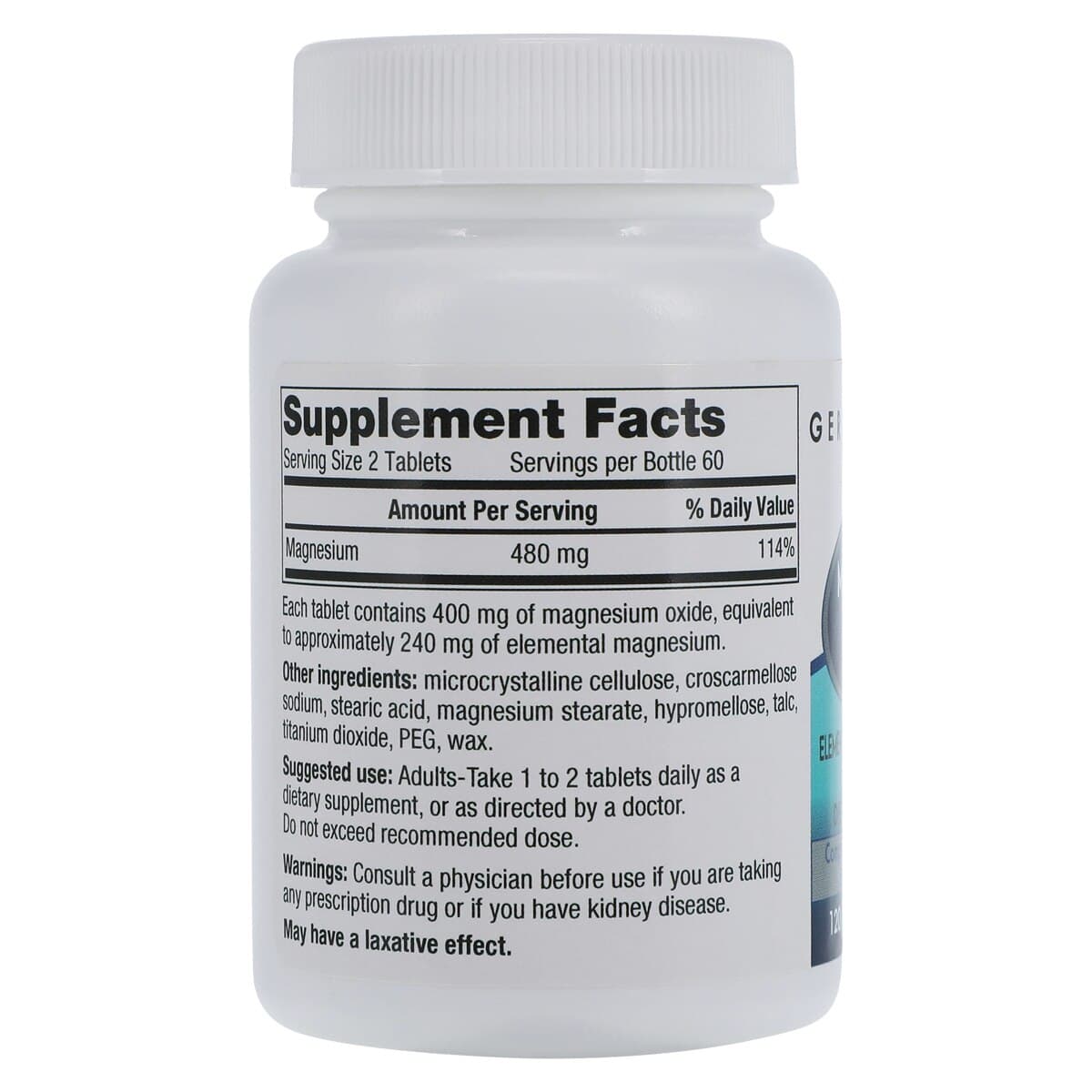 Geri-Care Pharmaceuticals Magnesium Oxide Tablets, 400 mg, 120 Count Bottle thumbnail 3
