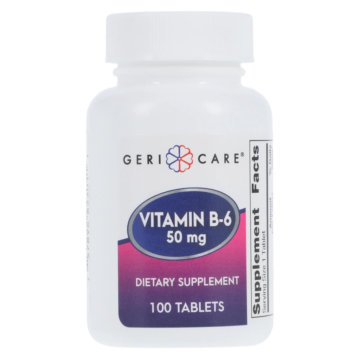 Geri-Care Pyridoxine (Vitamin B6) Supplement Tablets, 50 mg, 100 Count - Pyrixodine - Image 1