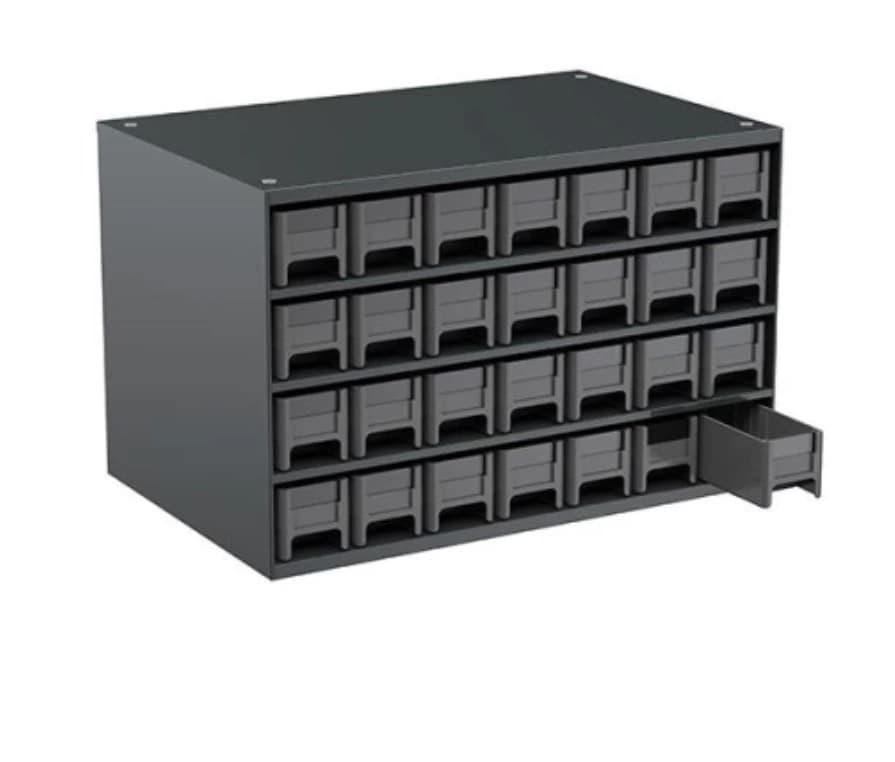 Akro-Mils 19-Series Steel Cabinet Storage with 28 Drawers, 17x11x11", Black - Cabinet Storage w/28 Drawers - Image 1
