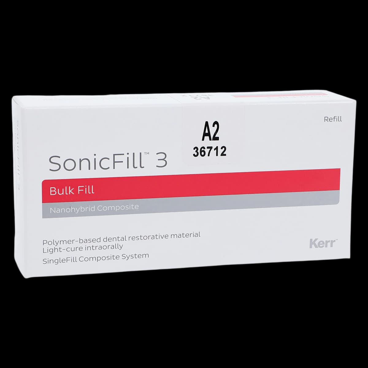Kerr SonicFill 3 SingleFill Bulk Fill Composite Refill, Shade A2, 20 x 0.25g Unidose Tips, #36712 - Kerr SonicFill 3 Composite Refill 20/Pack - Image 1