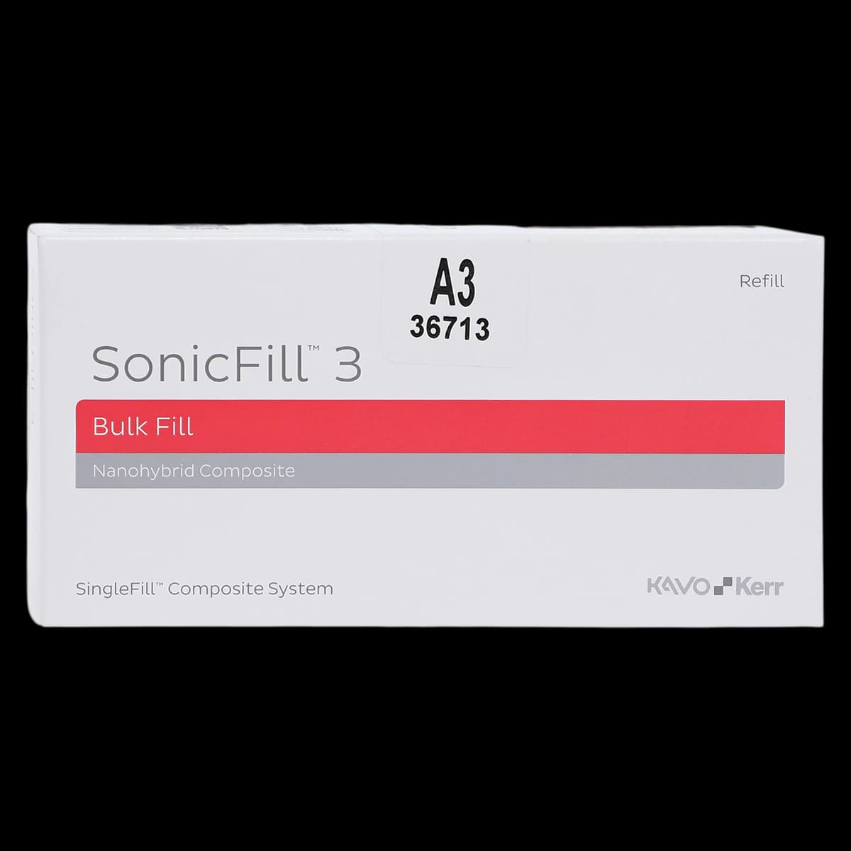 Kerr SonicFill 3 SingleFill Bulk Fill Composite Refill, Shade A3, 20 x 0.25g Unidose Tips, #36713 - Kerr SonicFill 3 Composite Refill 20/Pack - Image 1