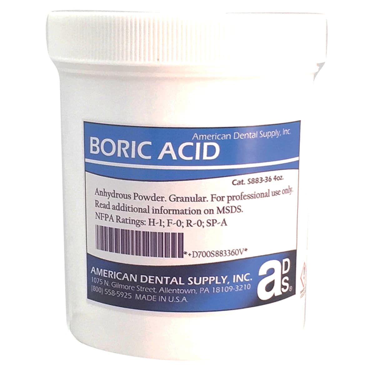 Boric Acid Powder, 4 oz, American Dental Supply - Boric Acid Powder 4oz - Image 1