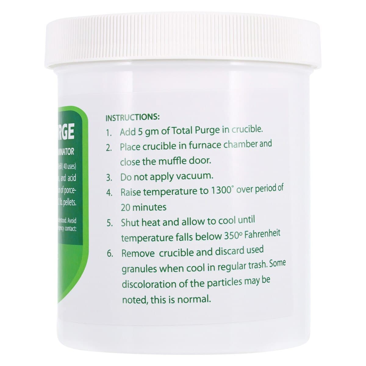Total Purge® Carbon-Free Furnace Decontaminator Kit, 1/2 lb Tub with 5g Crucible thumbnail 4