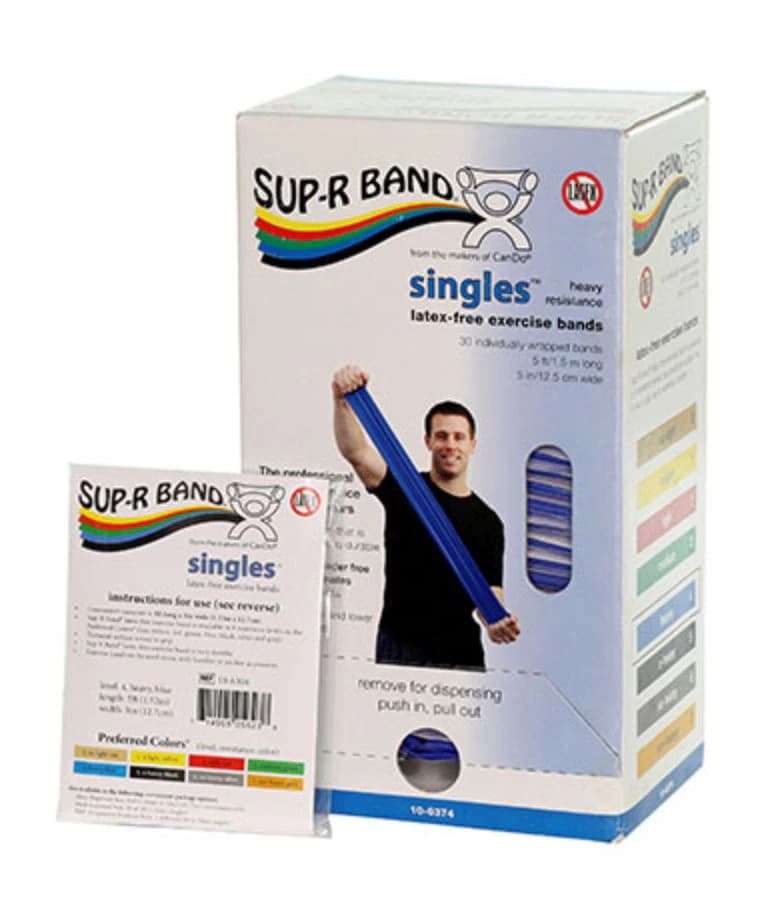 Sup-R Band Exercise Band Dispenser, 5' Blue Heavy, 30-Pack - 30Pc Exercis Band Dispnsr - Image 1