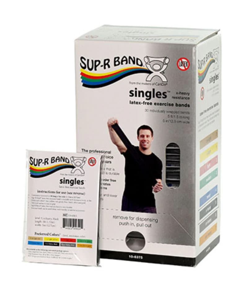 Sup-R Band Exercise Band Dispenser, 5' Black X-Heavy, 30 Count - 30Pc Exercis Band Dispnsr - Image 1