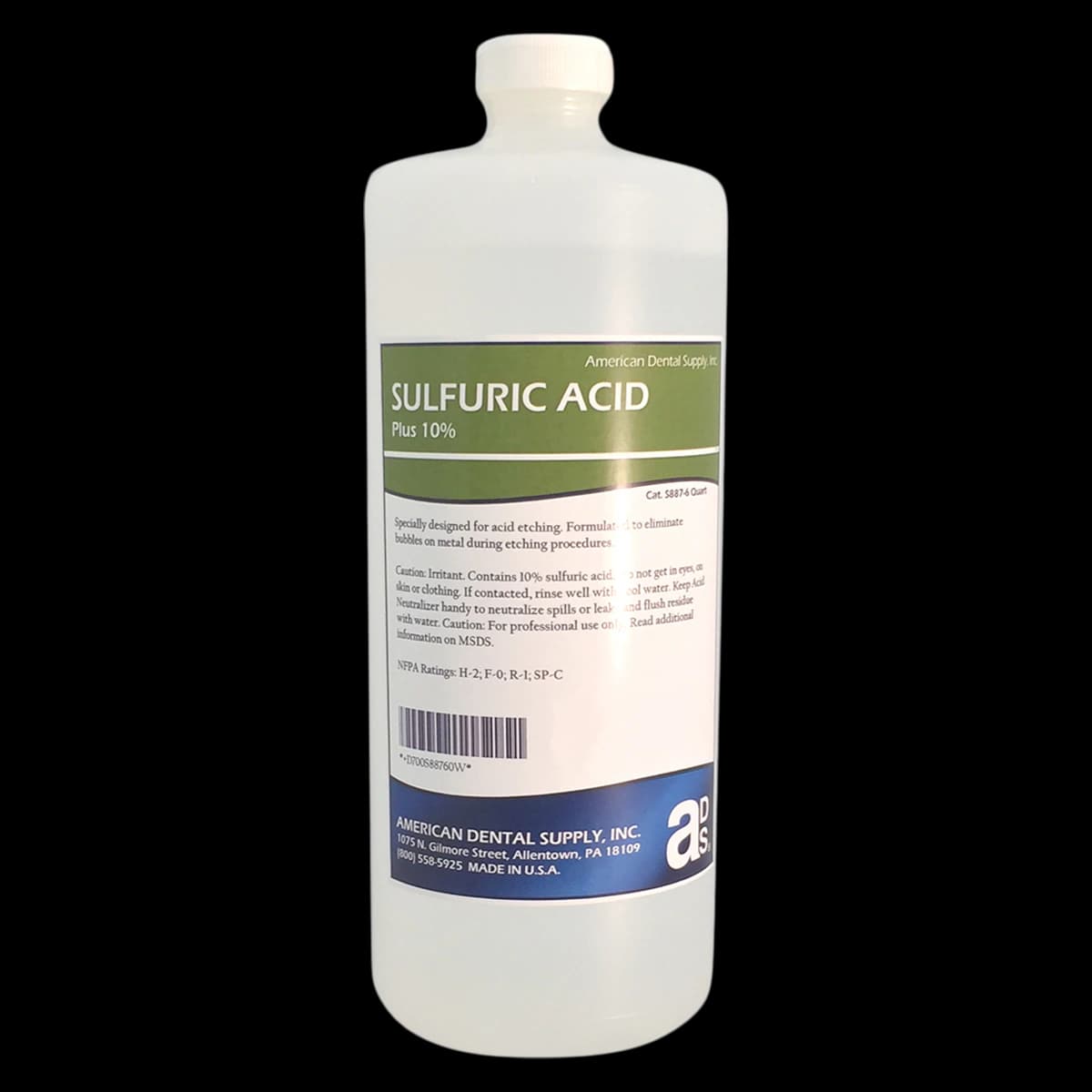 Sulfuric Acid Refill, 10% Solution, 32 oz (1 Quart) Bottle - Sulfuric Acid Refill 10% Quart - Image 1