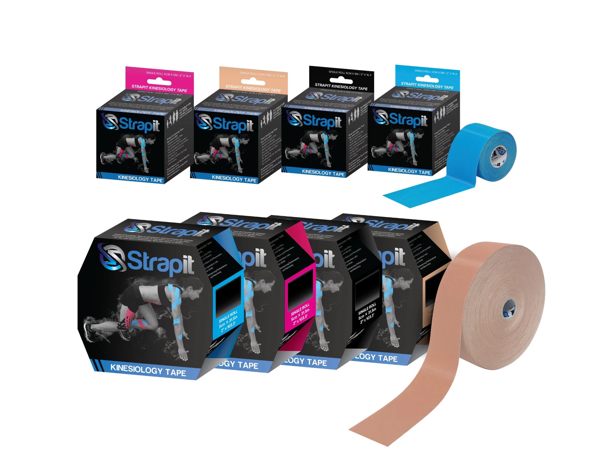 Strapit OG Kinesiology Tape, Cotton/Lycra/Spandex, 2" x 5.5 yd, Tan, Latex-Free, 01KT0J0ADJ5Y0EC74RFS535X1M thumbnail 2