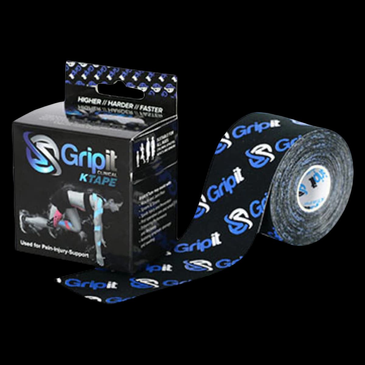 Strapit Original Kinesiology Tape, 2" x 5.5 yd, Black with Logo, Non-Sterile, 1 Roll/Box - Original Kinesiology Tape Blk - Image 1