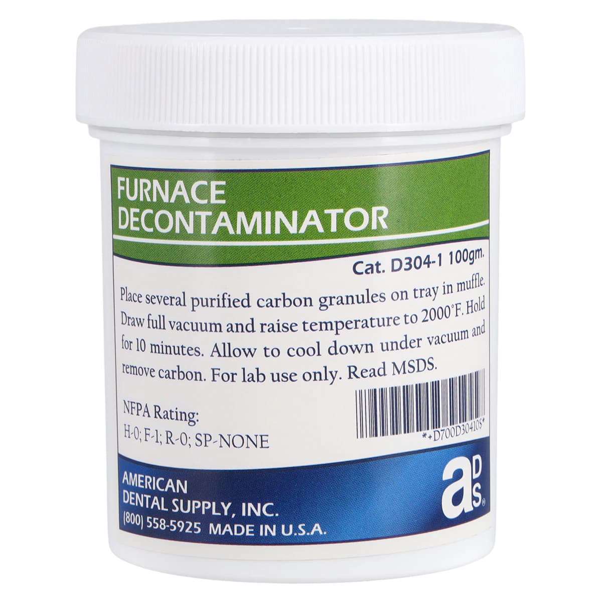 Furnace Decontaminator, 100g Jar, American Dental Supply - Furnace Decontaminator 100g - Image 1