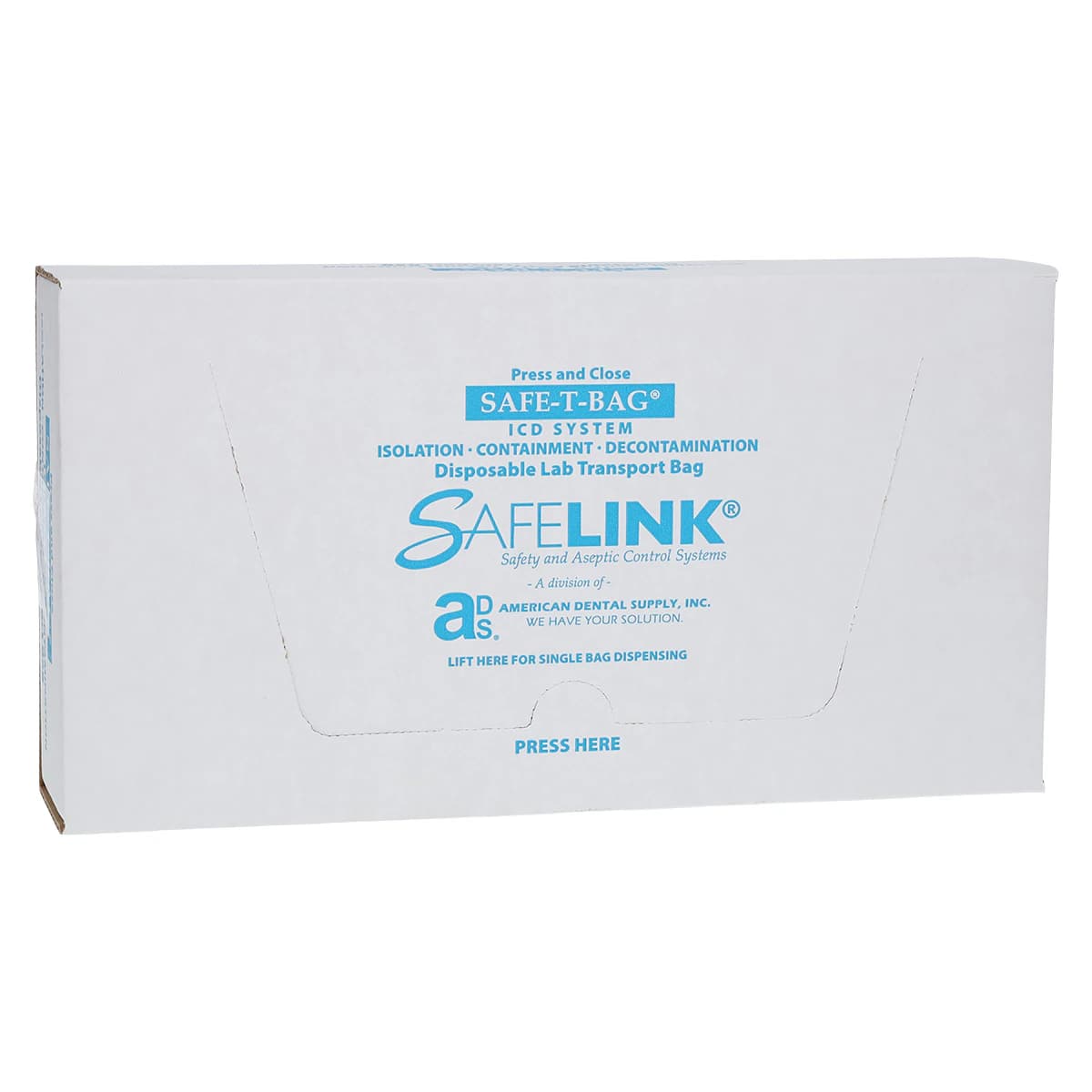 Safe-T-Bag Dual Pocket Biohazard Specimen Bag, 6" x 10", Instant Seal, 250/Box - Safe-T-Bag Dual Pocket 6"x 10" w/Instant Seal (250 - Image 1