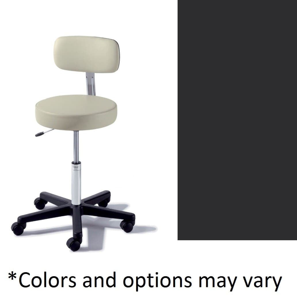 Midmark Ritter 273 UFree Basic Stool with Back, Obsidian, 225 lb Capacity - 273 UFree Basic Stool w/ Back - Image 1