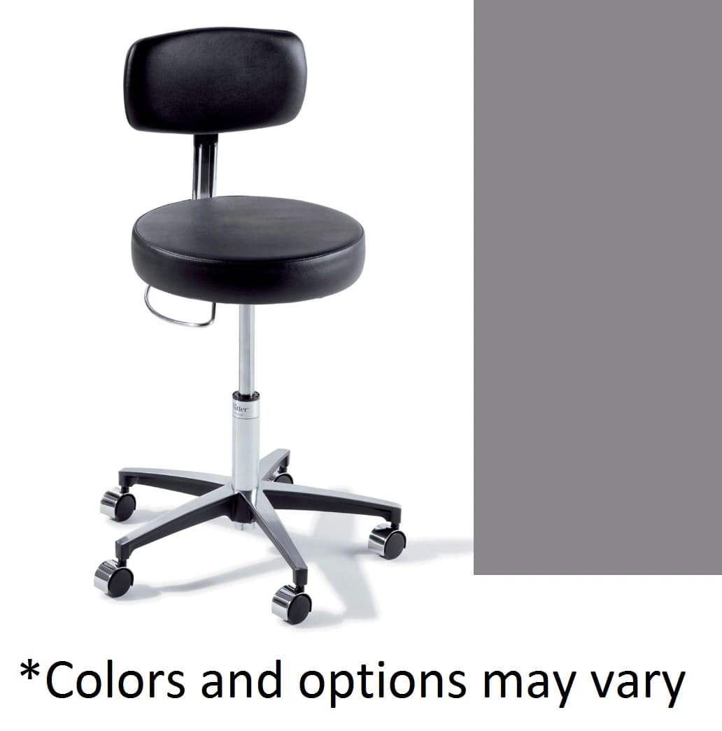 Midmark Ritter 277 Basic Stool with Back, Iron Ore, 225 lb Capacity - 277 Basic Stool w/ Back HR - Image 1