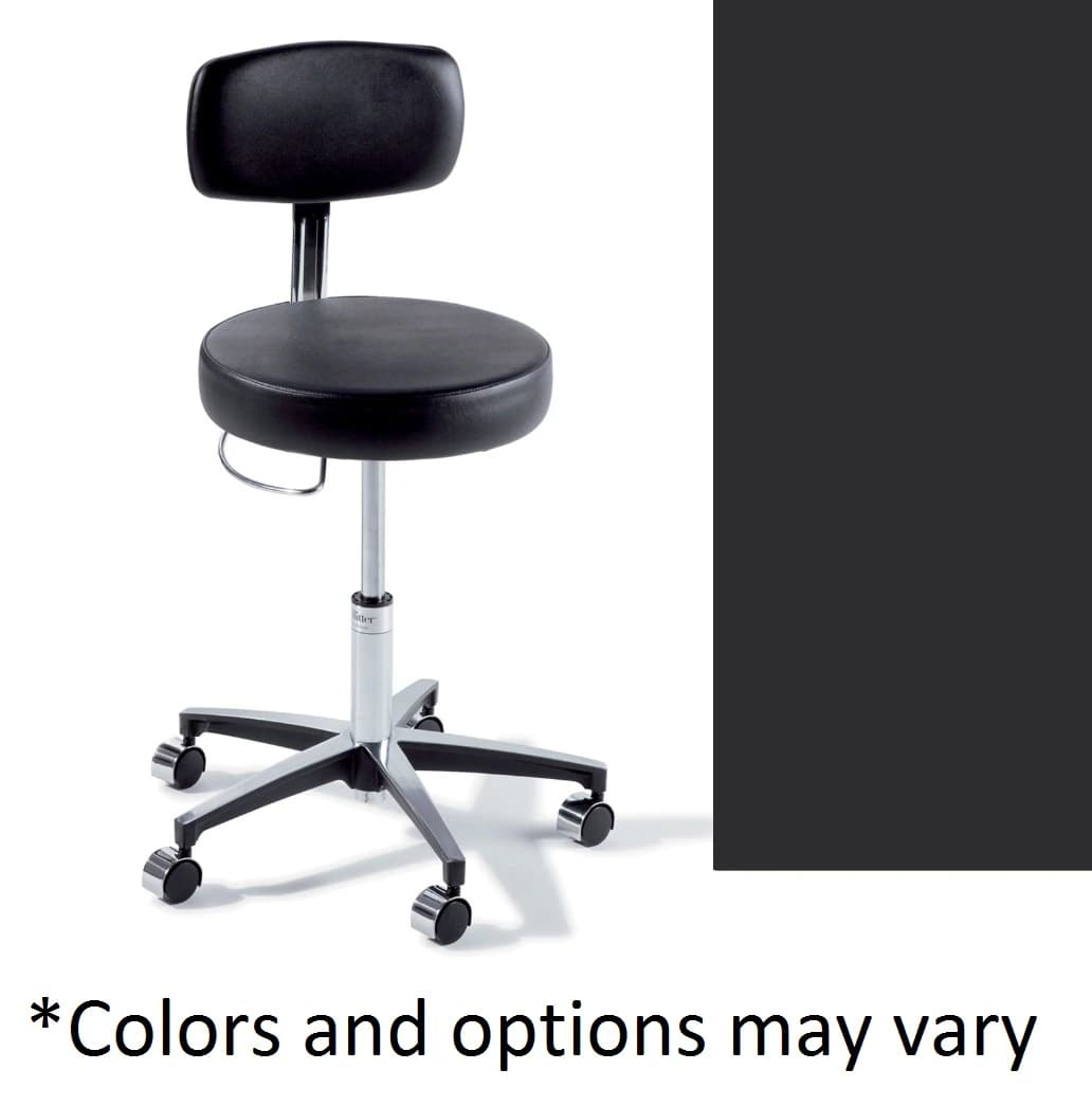 Midmark Ritter 277 Basic Stool with Back, Obsidian, 225 lb Capacity - 277 Basic Stool w/ Back HR - Image 1
