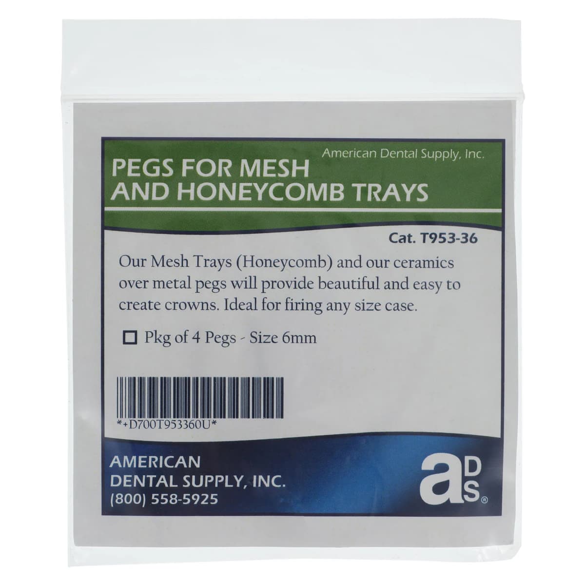American Dental Supply Honeycomb Tray Pegs, 6mm, Pack of 4 - Pegs for Honeycomb Trays Size 6mm (4) - Image 1