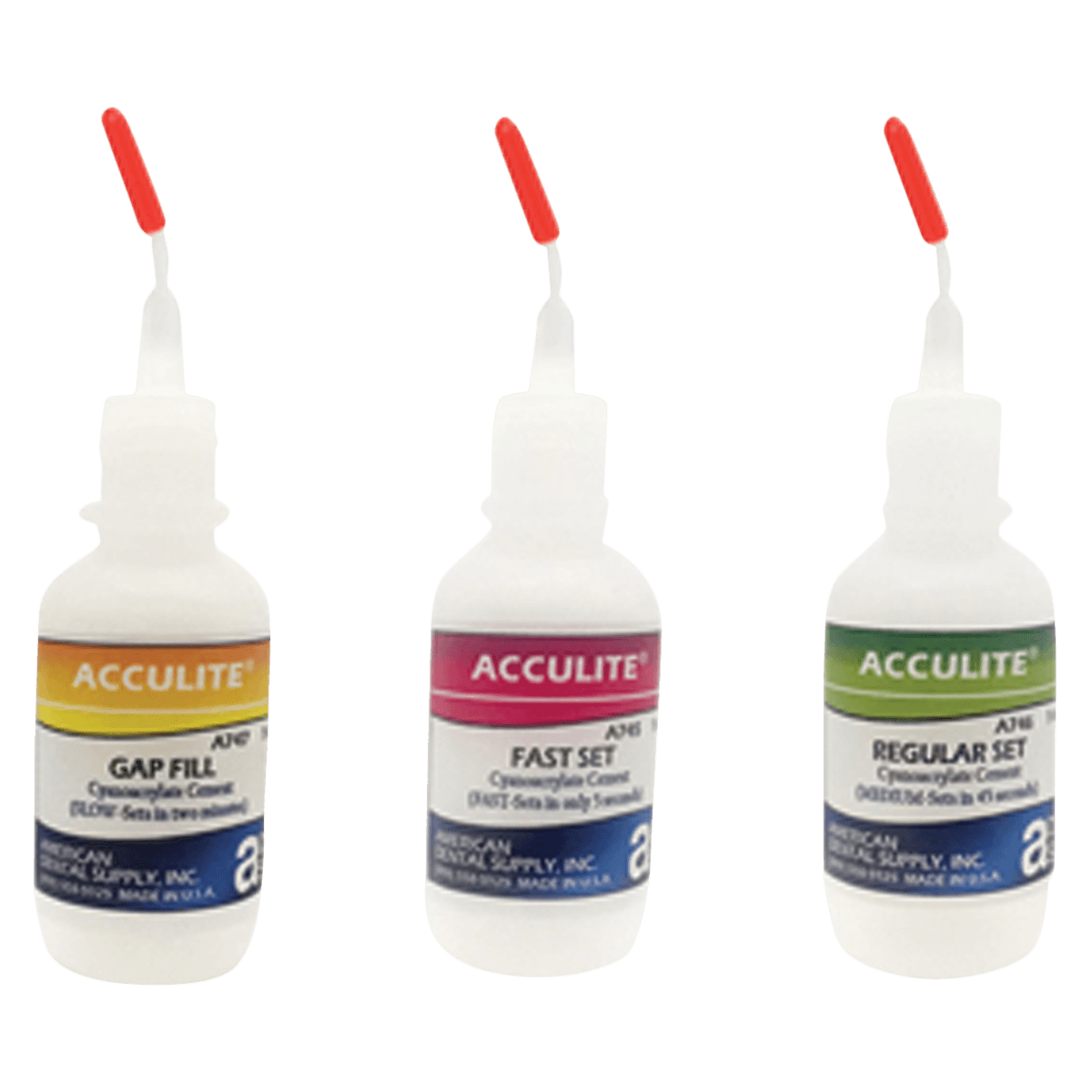 Acculite Kit #1, Cyanoacrylate Cement Kit with Pinpoint Applicator, 4 Formulas (Fast Set, Regular, Metal, Gap Fill) - #1 Acculite Kit - Image 1