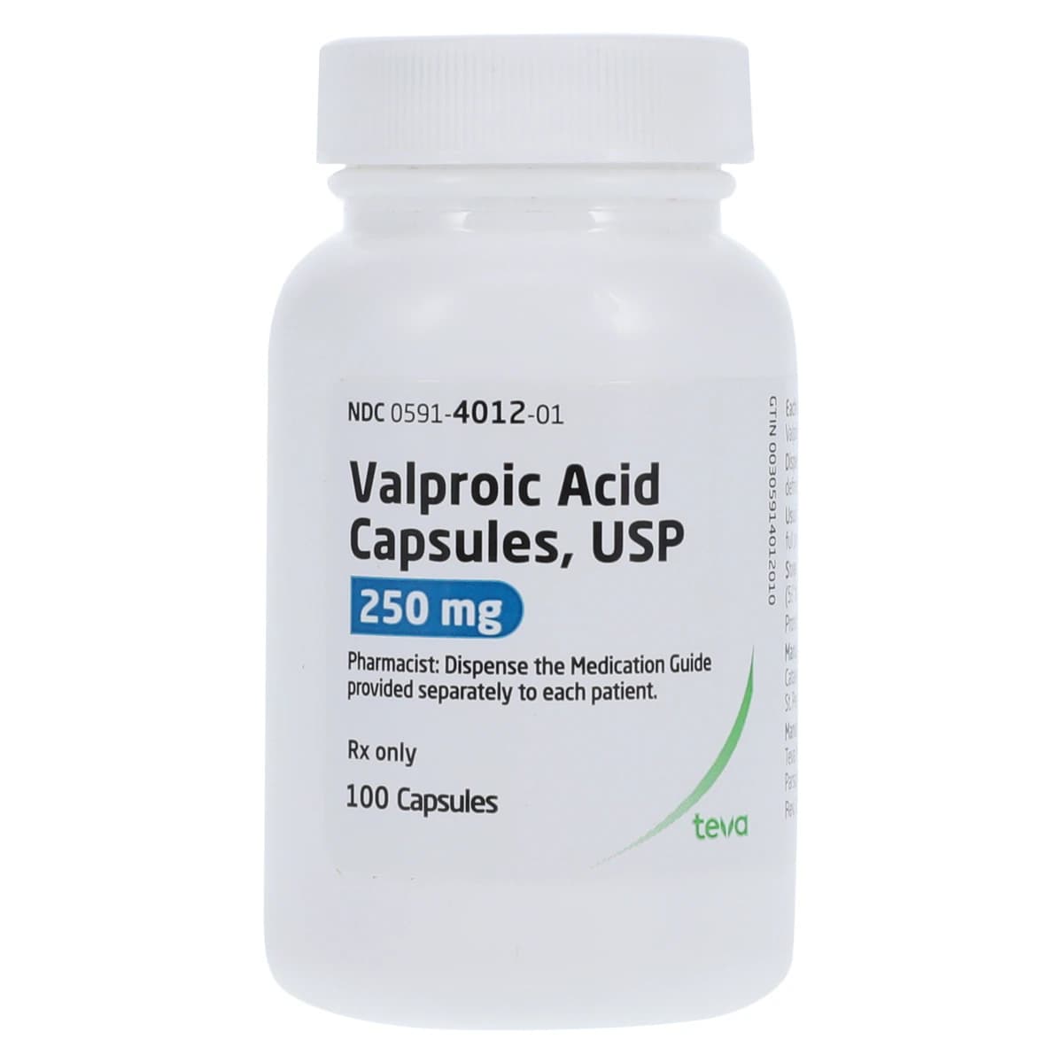 Valproic Acid Capsules, 250mg, 100/Bottle, Teva Pharmaceuticals - Valproic Acid Capsules - Image 1