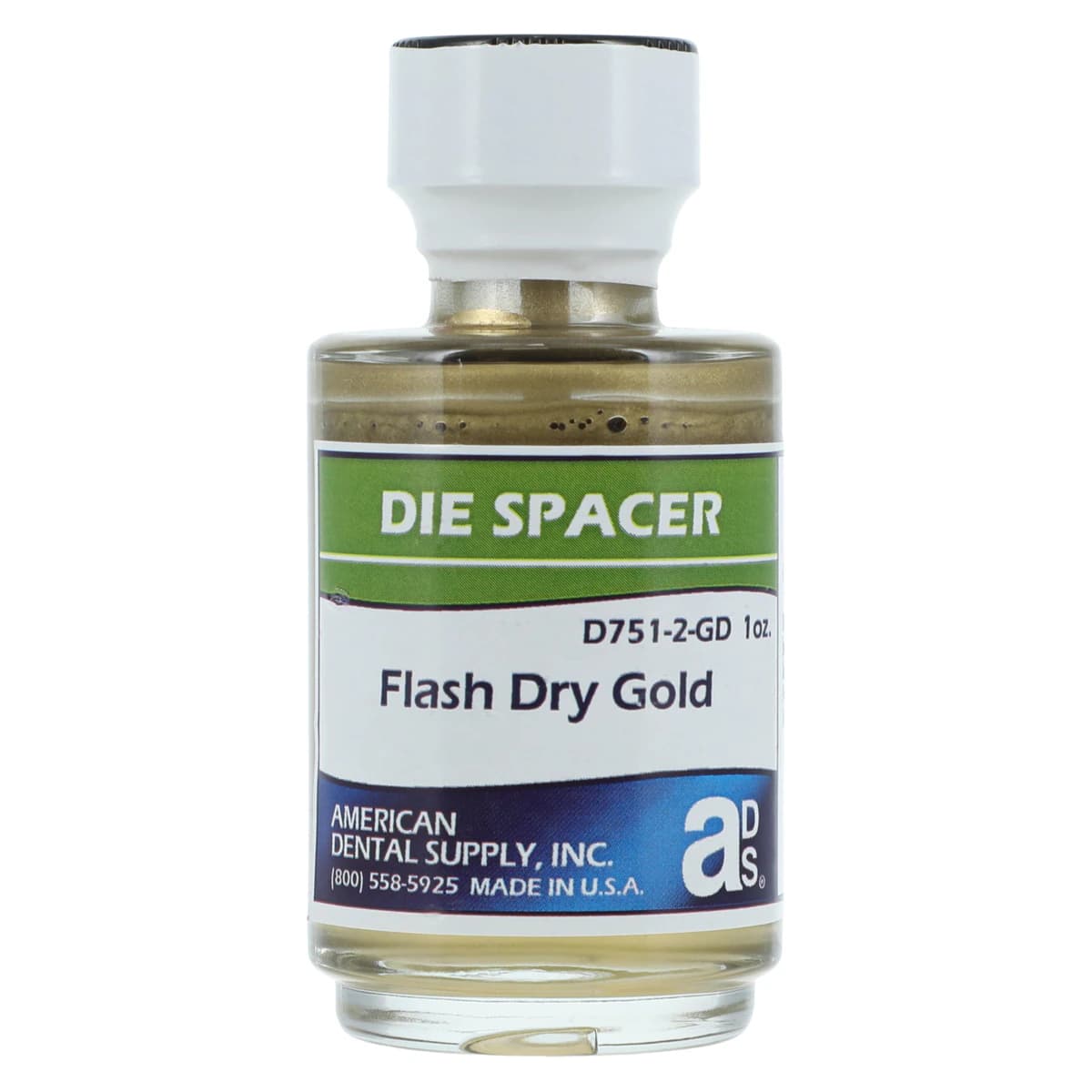 American Dental Supply Die Spacer Flash Dry, Gold, 1 oz Bottle with Brush - Die Spacer Flash Dry - Image 1