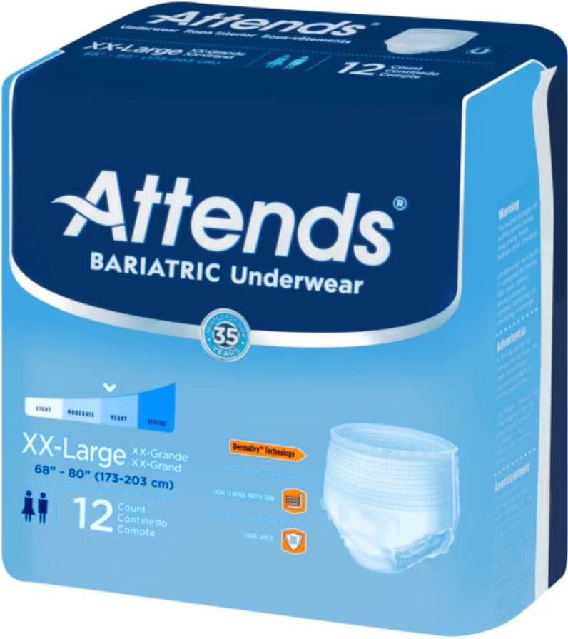 Attends Protective Underwear, Unisex Adult 2XL (68-80" Waist), Moderate Absorbency, Cloth-Like, White, Pull-Up Disposable, 48/Case - Underwear Protective Absrbnt - Image 1