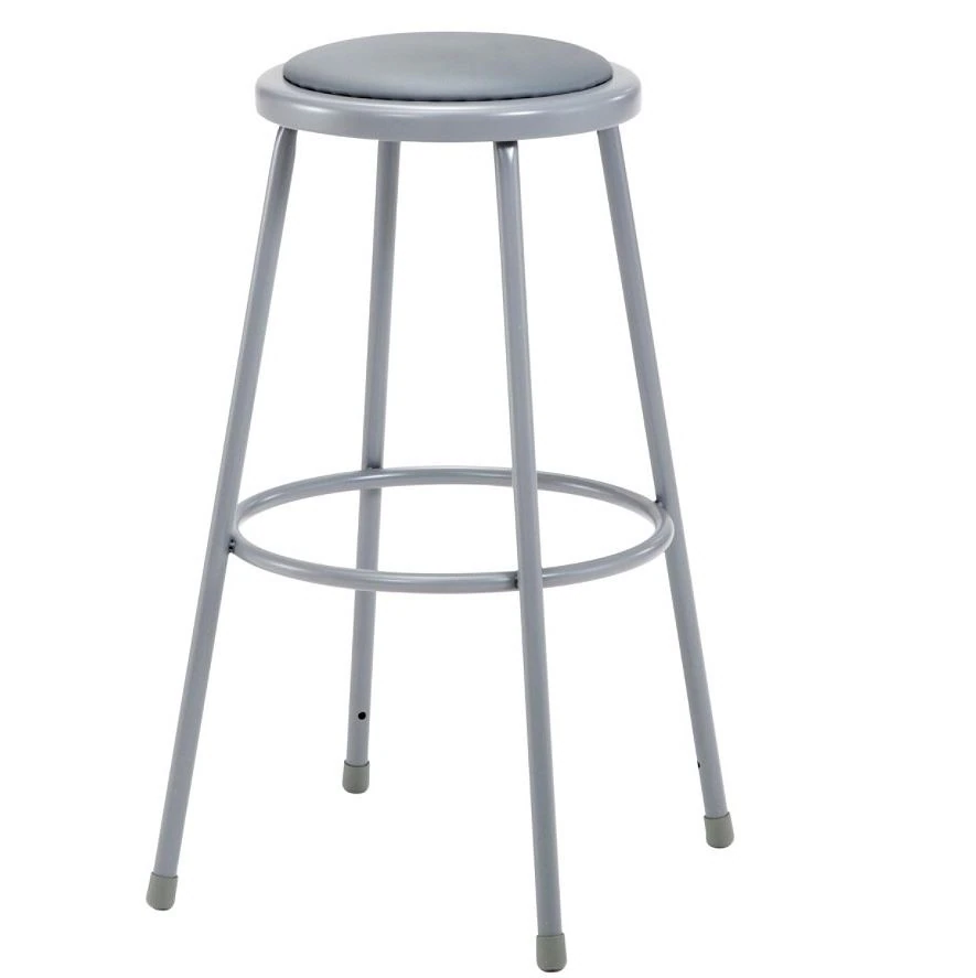 National Public Seating Stool Padded Vinyl 30"H Gray - Stool Padded Vinyl 30"H - Image 1