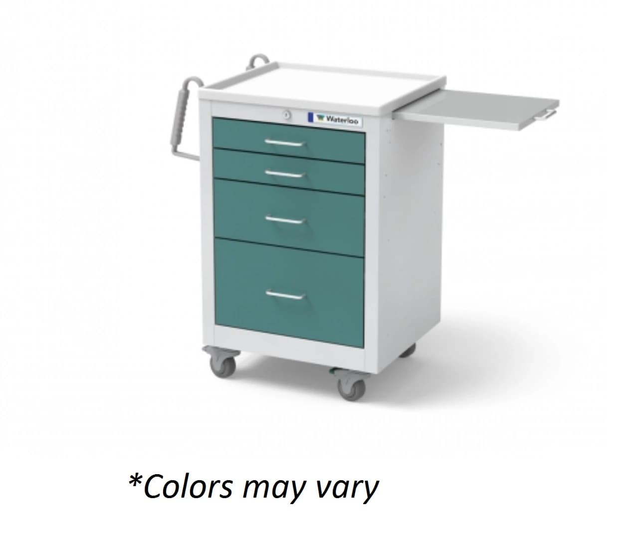 Waterloo Healthcare Junior Bedside Cart, 4 Drawer, Key Lock, 3" Casters - Cart Bedside Nrs Srvr 4 Drw-RA - Image 1