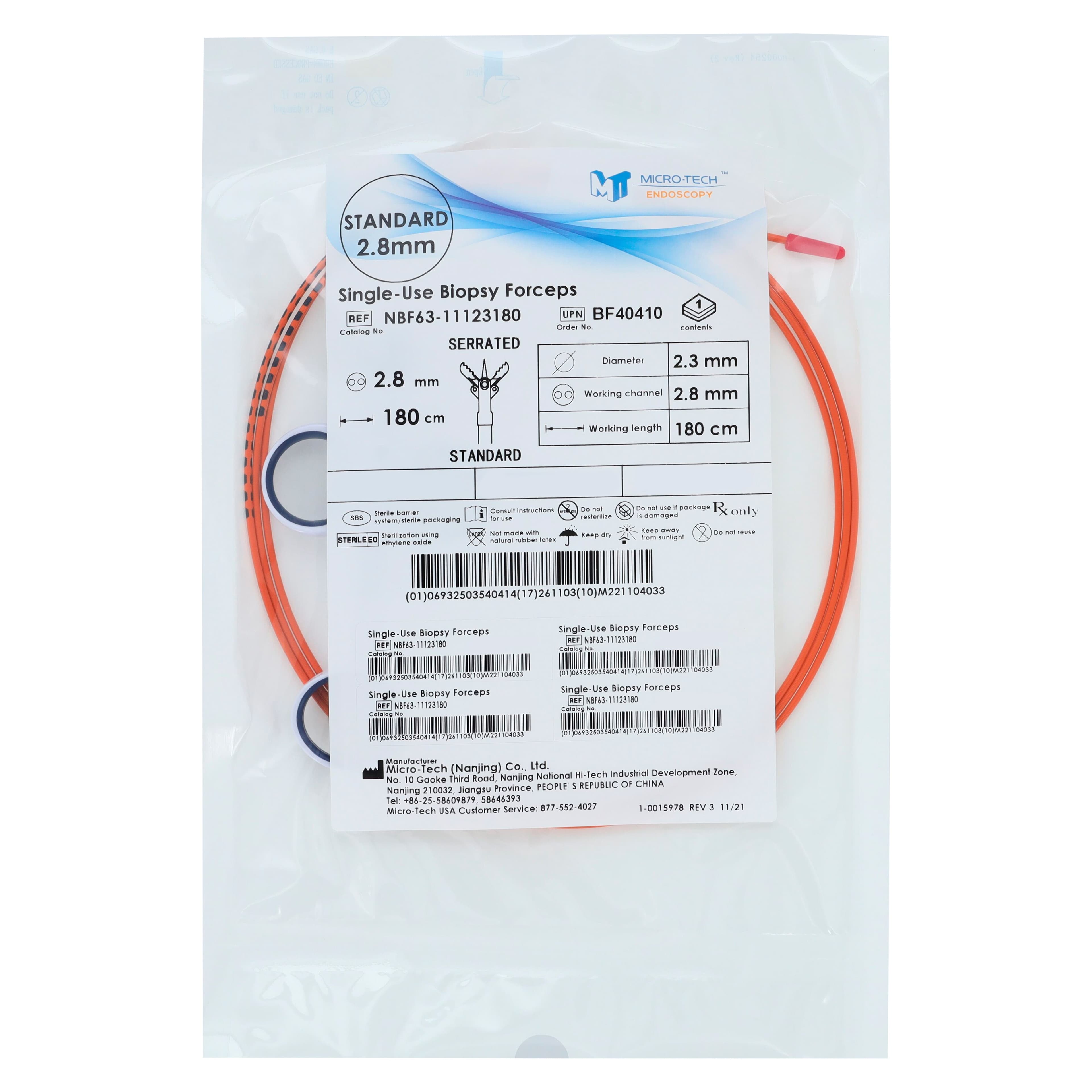 Micro-Tech Endoscopy Biopsy Forceps, Serrated with Spike, 180cm, Sterile, Disposable, 10/Box thumbnail 4