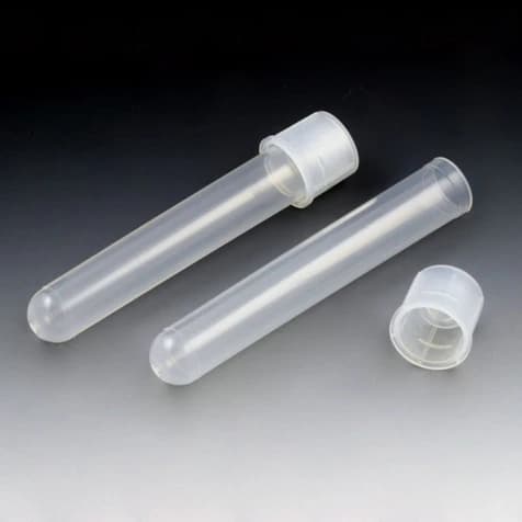 Globe Scientific Polypropylene Culture Tube, 14mL, 17x100mm, Attached Cap, Round Bottom, Sterile, 500/Case - Tube Culture PP Sterile - Image 1