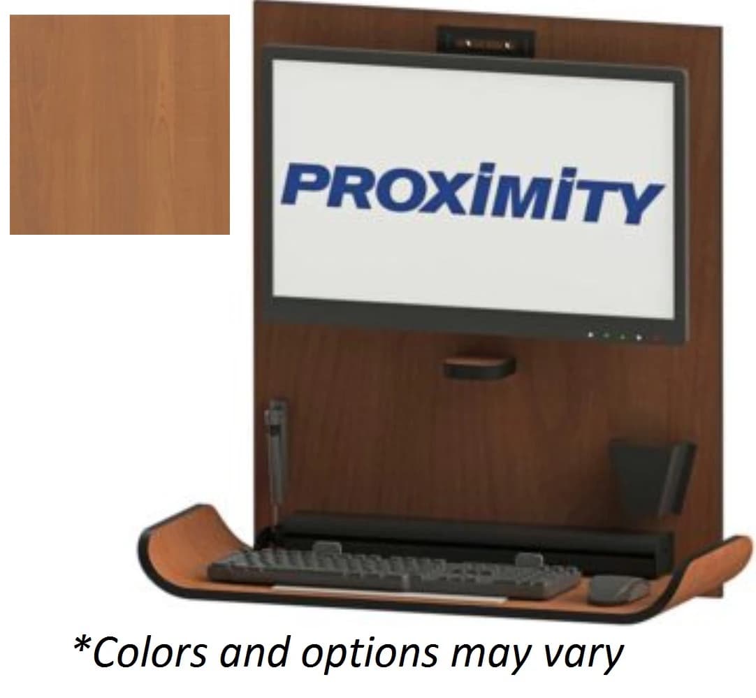 Proximity Systems iClassic CX1 Wall Mounted Workstation Desk, Wood Fonthill Pear Finish - CLASSIC CX1 Wall Mounted - Image 1