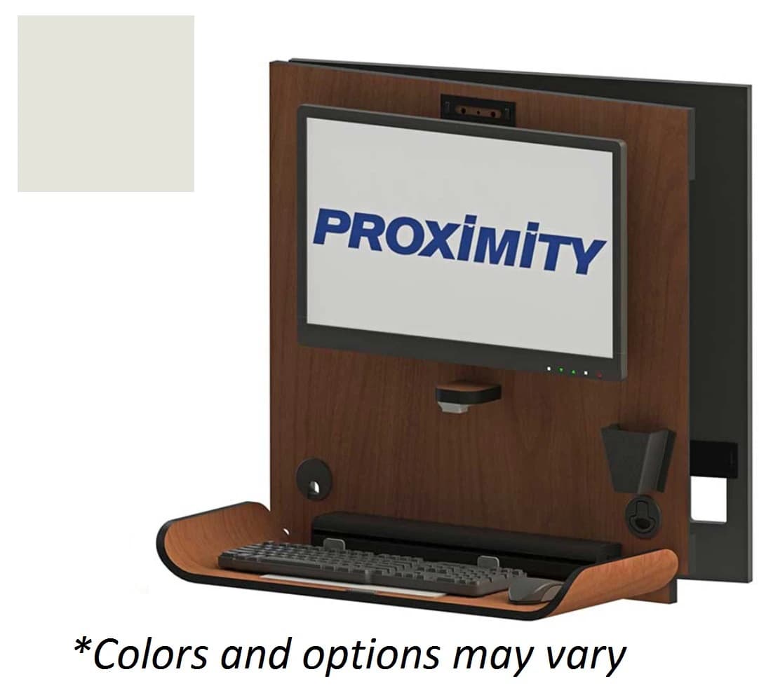 Classic CX1-LSVL Wall Mounted Workstation Desk, Frosty White Wood with Left Swivel, Each - CLASSIC CX1 -LSVL Wall Mounted - Image 1