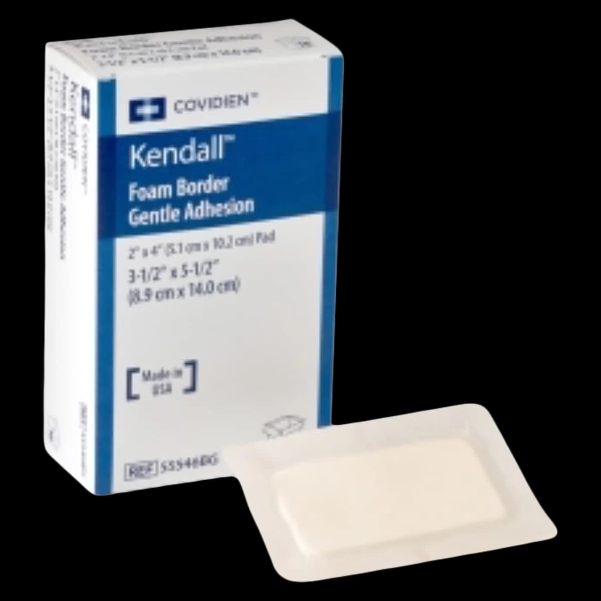 Kendall Foam Border Wound Dressing, 3.5x5.5", Sterile, Square, Silicone Adhesive, White, Latex-Free - Dressing Foam Border - Image 1