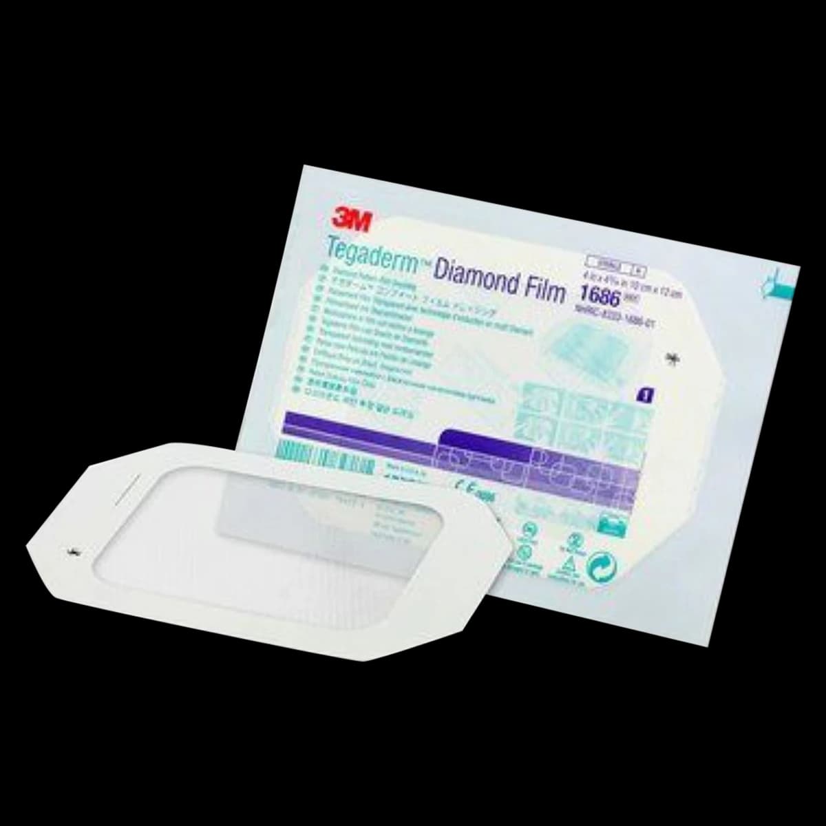 3M Tegaderm Transparent Film Dressing, 4" x 4.75", Sterile, Box of 100 - Tegaderm Diamond Dressing - Image 1