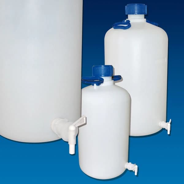 Globe Scientific Heavy Duty HDPE Carboy with Spigot, Translucent, 10L, Screw Cap, Each - Carboy with Spigot HDPE - Image 1