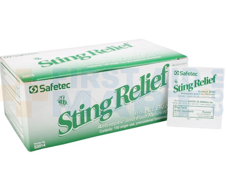 Safetec Sting Relief Towelettes, 20/Case - Wipes Sting Relief Towelettes - Image 1