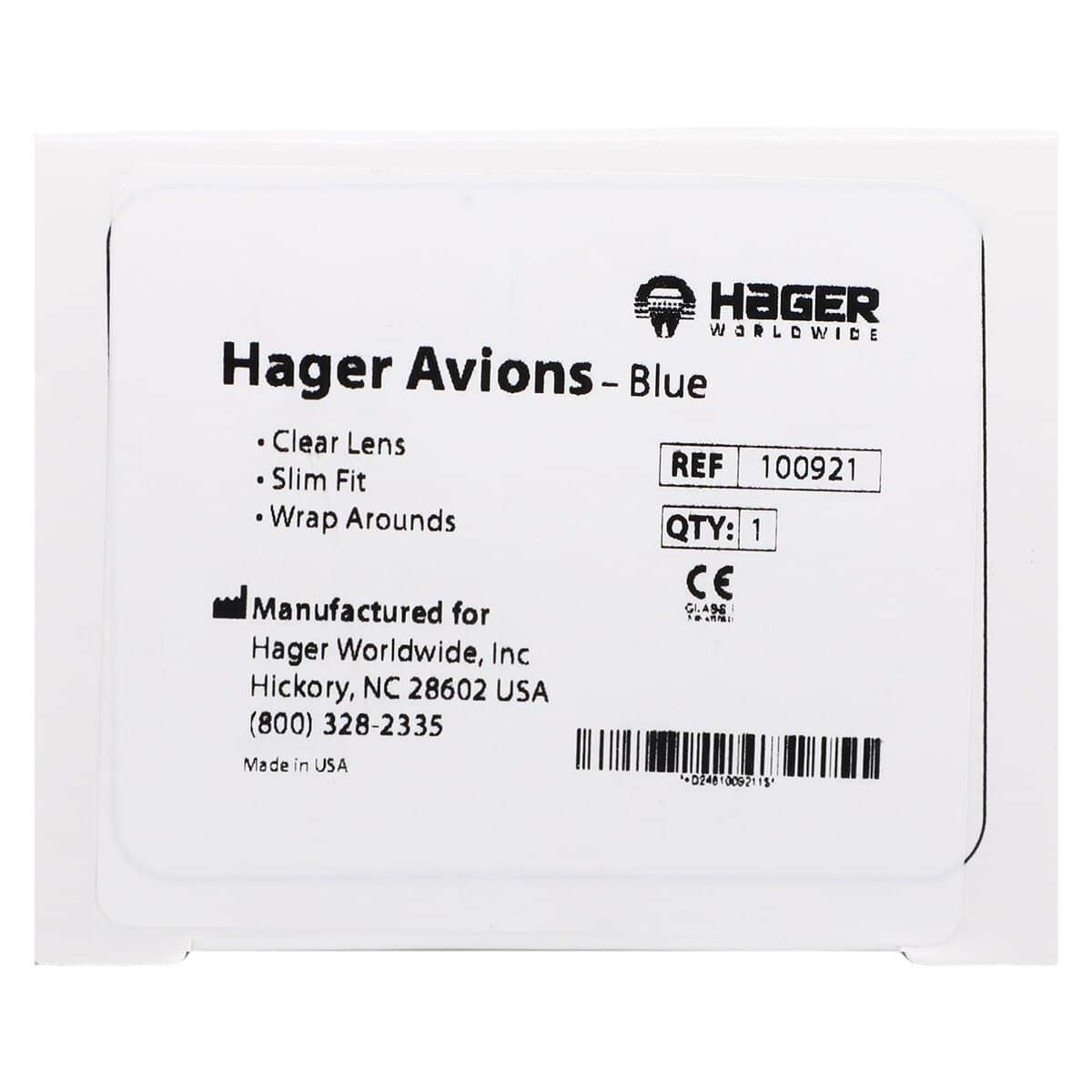 Hager Avions Protective Eyewear, Slim Fit Wrap-Around, Blue Frame, Clear Lens, Anti-Fog/Anti-Scratch, 100921 thumbnail 8