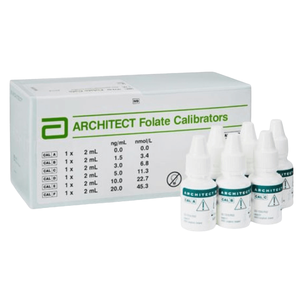Abbott Architect Folate Calibrators, 6 x 2 mL, 6-Pack - Architect Folate Calibrators - Image 1