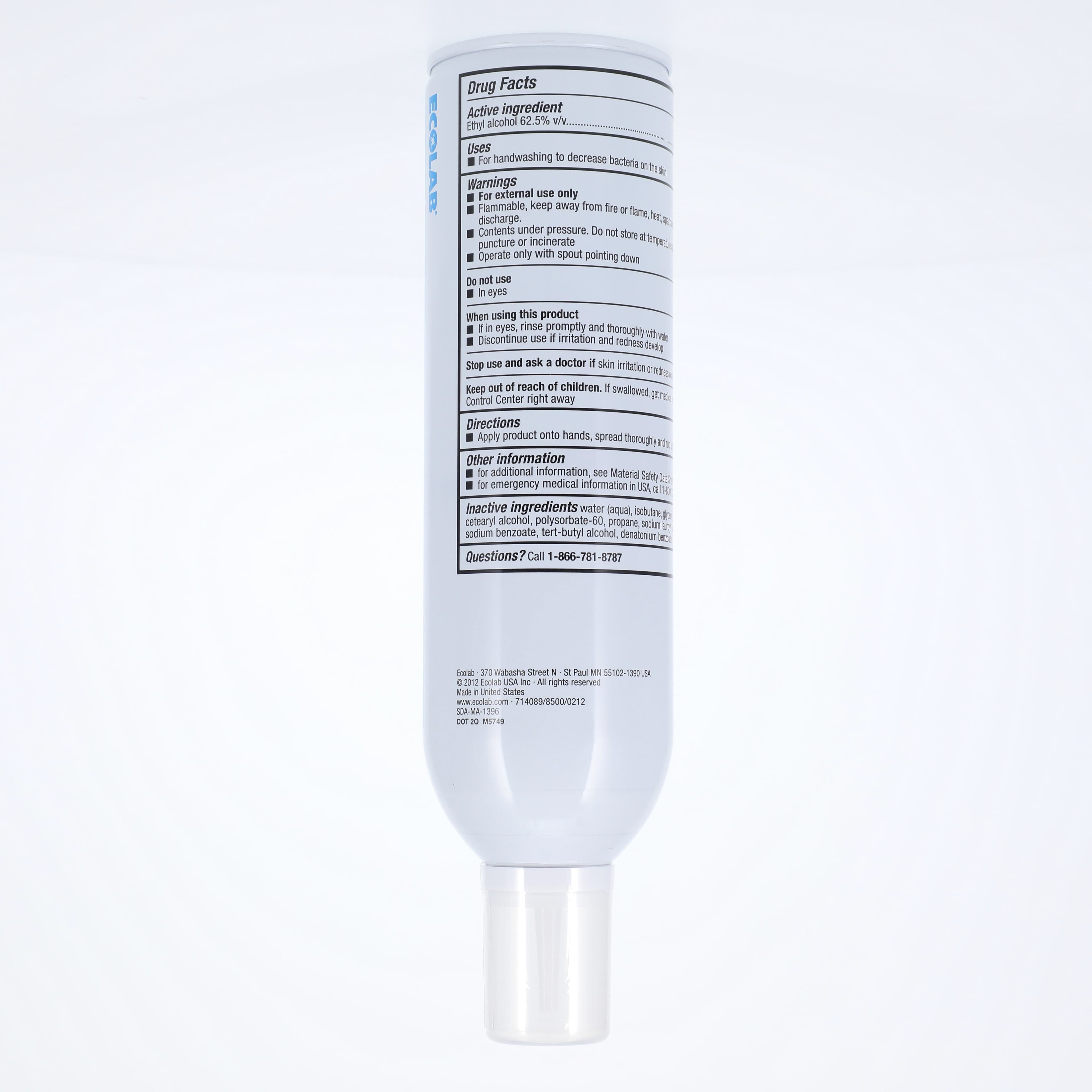 Ecolab Quik-Care™ Foam Hand Sanitizer, Fragrance Free, 62.5% Ethyl Alcohol, 15 oz Aerosol Can thumbnail 4