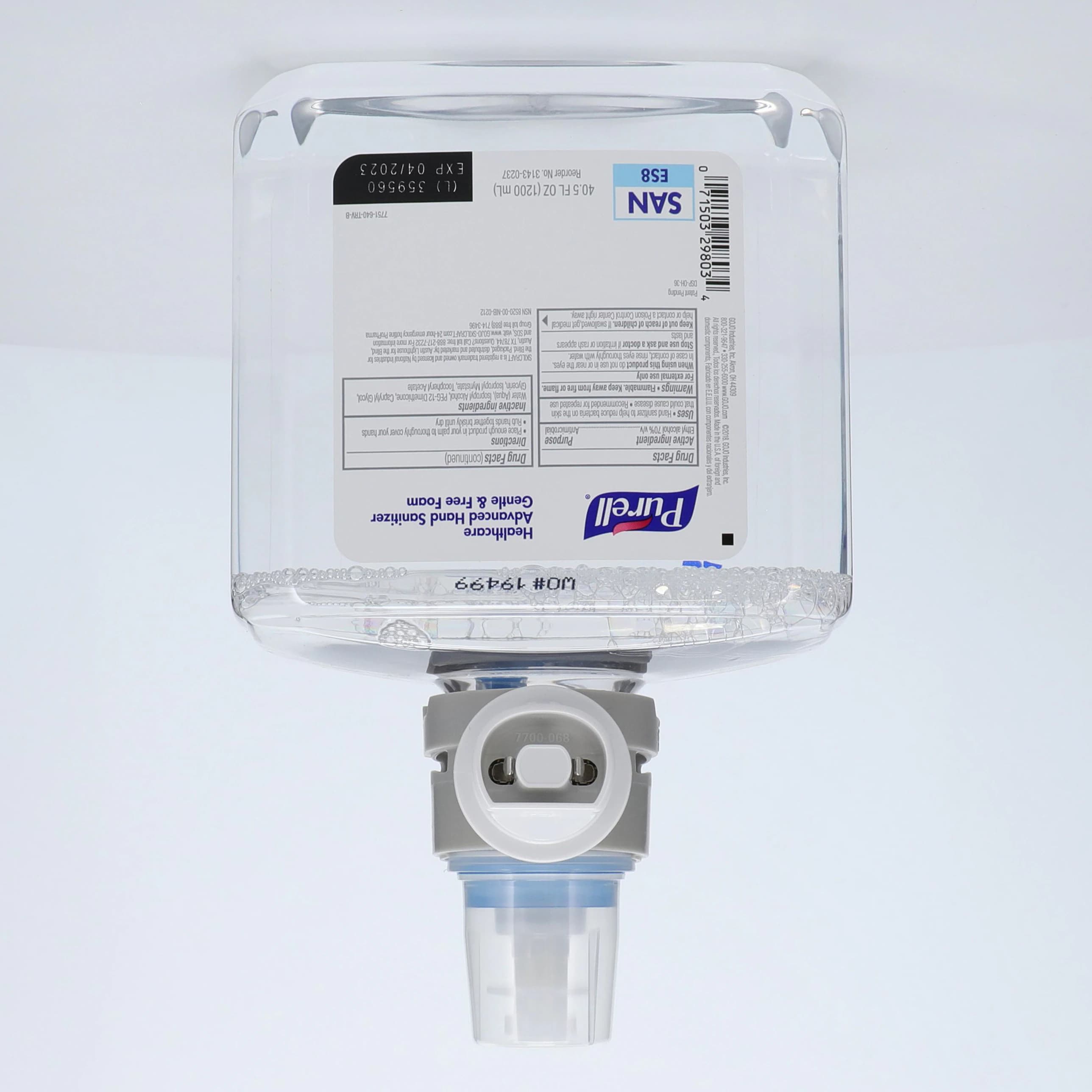 PURELL® Healthcare Advanced Hand Sanitizer Gentle & Free Foam Refill, 1200 mL, Unscented, for ES8 Touch-Free Dispenser thumbnail 2