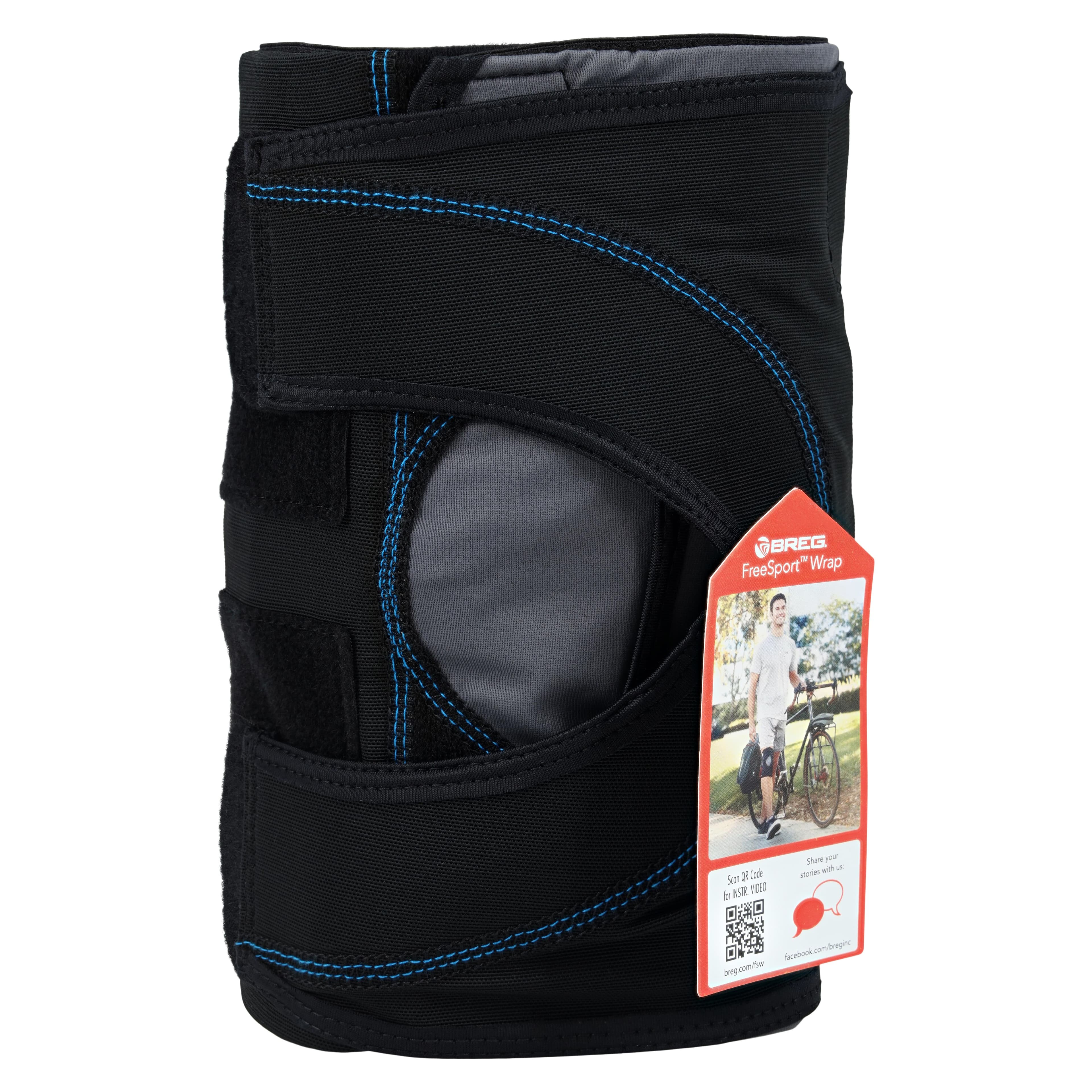 Breg Freesport Knee Brace, Neoprene, Adult Large (21.5-24.5"), Black thumbnail 3